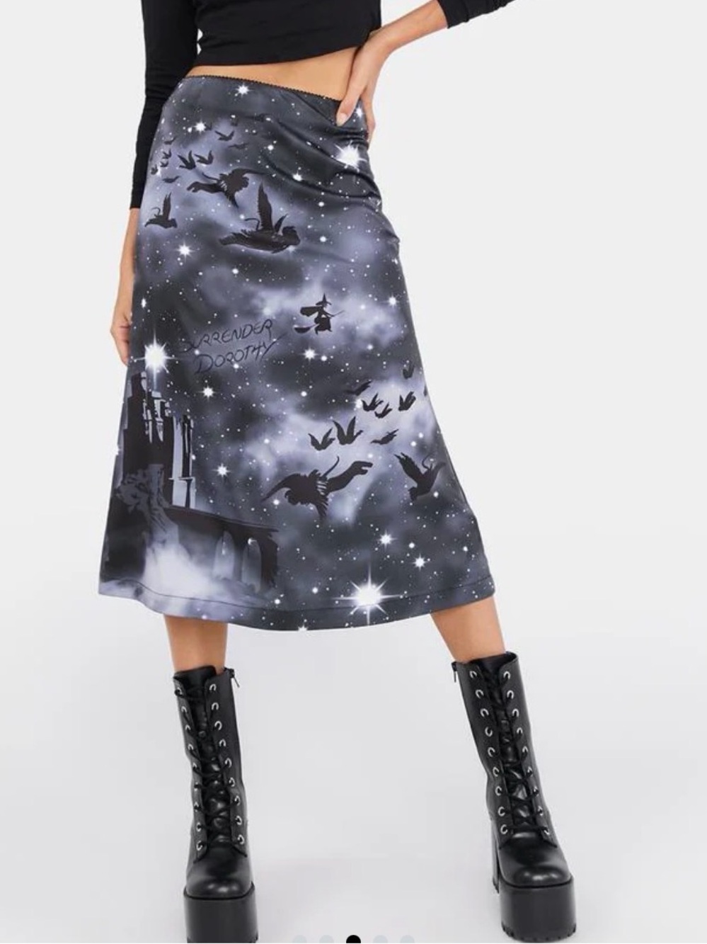 Dolls Kill Fly Fly Fly Wizard of Oz Midi Skirt Sizs SM